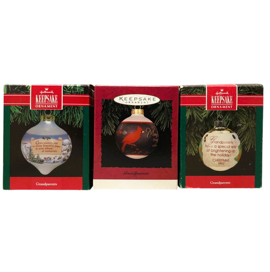 42406 - Set of 3 Hallmark Grandparents Glass Ball Christmas Ornament for Holiday Decor and Seasons |Pod 1-70|