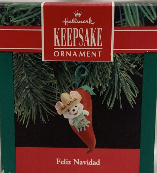 42431 - Feliz Navidad 1990 Mouse w/Pepper Ornament [Pod 1-65]