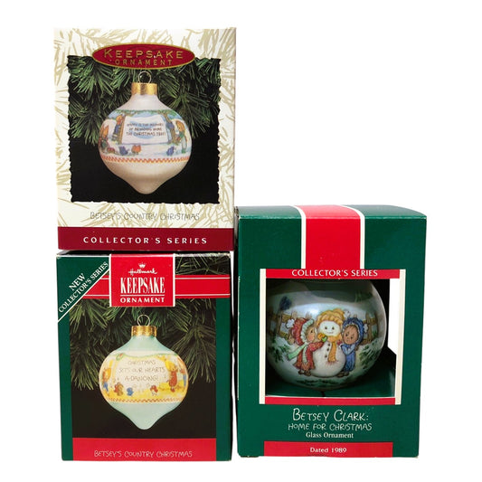 42491 - Set of 3 Hallmark Betsey Clark Home for Christmas Like-New Holiday Ornaments