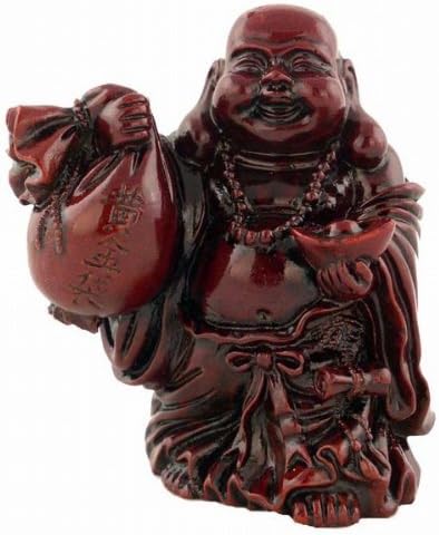 4251 - 4" Red Buddha with Ingot & Bag - [Bu-14]