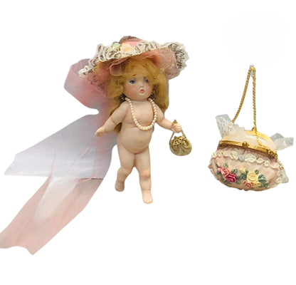 42519 - 5" Porcelain Doll With Hat and Purse |3-11|