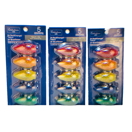 42614 - 3 pk 5 Multi-C9 2V Red/Orange 3V Blue/Green CHESSMAN