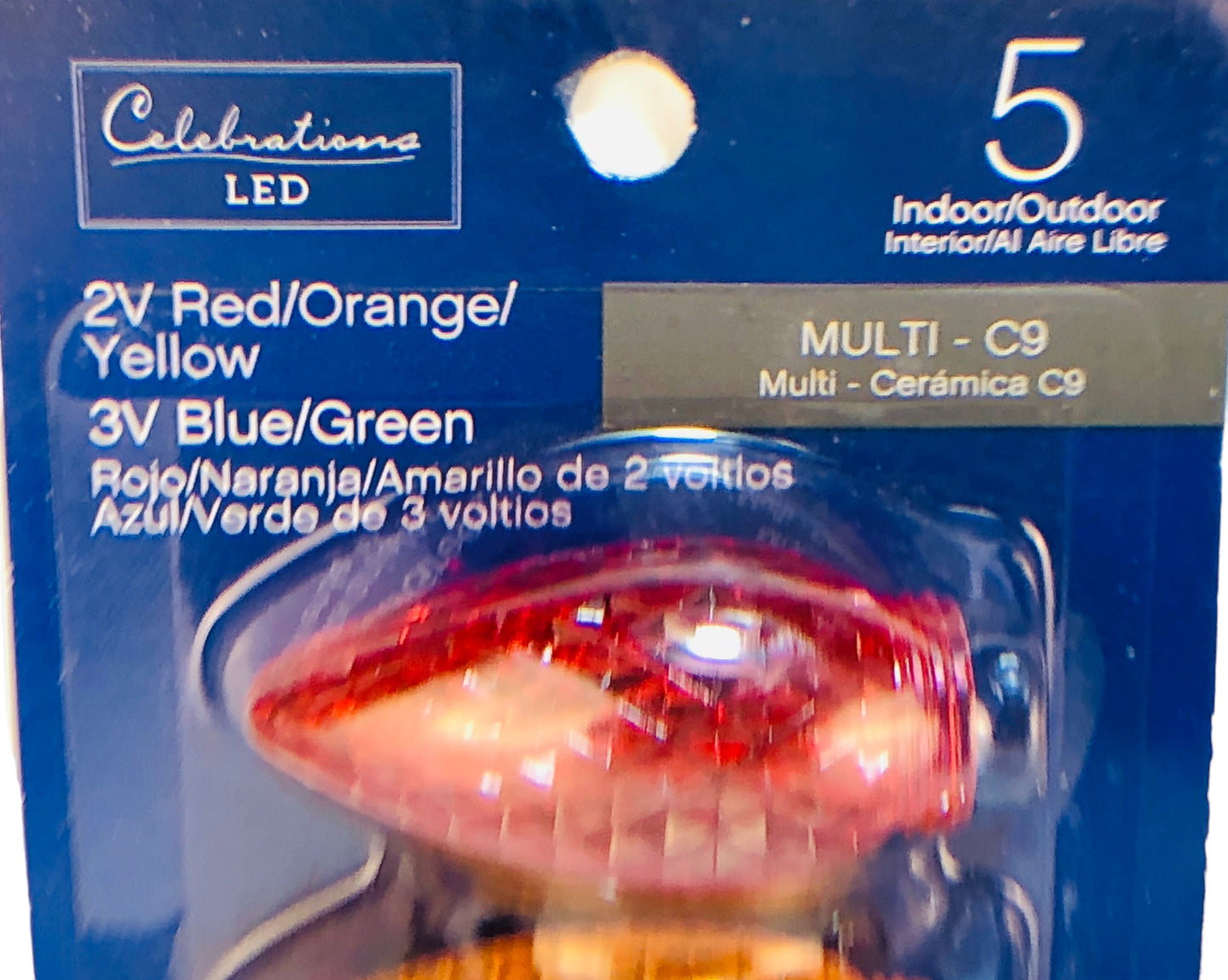 42614 - 3 pk 5 Multi-C9 2V Red/Orange 3V Blue/Green CHESSMAN