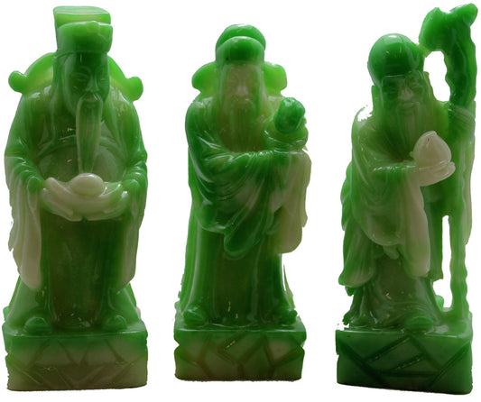 4267 - Set of Three 5" Green Gods - Fuk Luk Sau - |BU-20 10/11e|