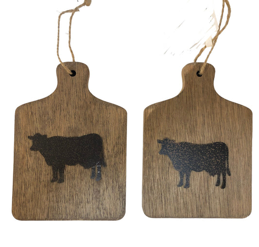 42783 - Pair Of Cutting Board Farm And Cow Ornament 5" |Pod 1-18|