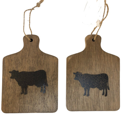 42783 - Pair Of Cutting Board Farm And Cow Ornament 5" |Pod 1-18|