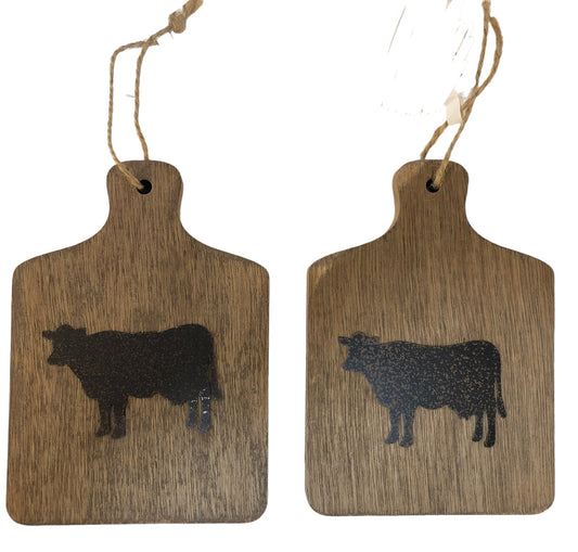42783 - Pair Of Cutting Board Farm And Cow Ornament 5" |Pod 1-18|
