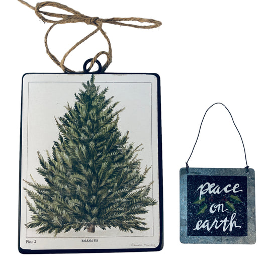 42785 - Balsam Fir Metal And Peace On Earth Sign Ornament 5" |TBD|