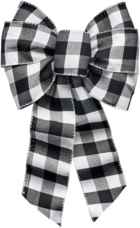42791 - Buffalo Plaid Wire Bow Black & White 8" |TBD|