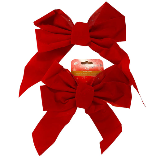 42792 - 9" Pair of Red Holiday Trim Bows |TBD|