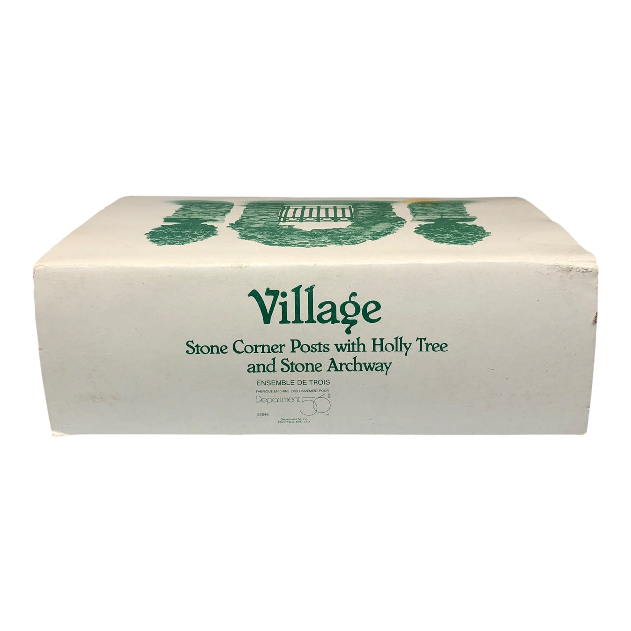 42987 - Dept56 Stone Corner Posts with Holly Tree and Stone Archway Holiday Village Accessory |CCC|