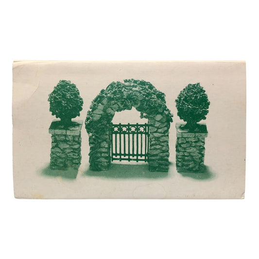 42987 - Dept56 Stone Corner Posts with Holly Tree and Stone Archway Holiday Village Accessory |CCC|