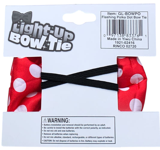 43315 - Flashing Red & White Polka Dot Bow Tie 1-13 COOL BEANS