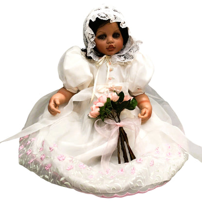 43401-Marie from Marie Osmond Porcelain Baby Doll in White Dress with Flowers- X-98 :CS -COOL BEANS