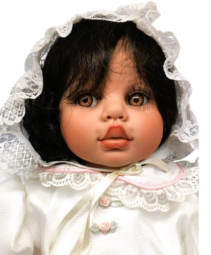 43401-Marie from Marie Osmond Porcelain Baby Doll in White Dress with Flowers- X-98 :CS -COOL BEANS