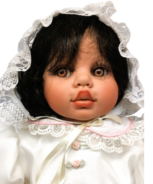 43401-Marie from Marie Osmond Porcelain Baby Doll in White Dress with Flowers- X-98 :CS -COOL BEANS
