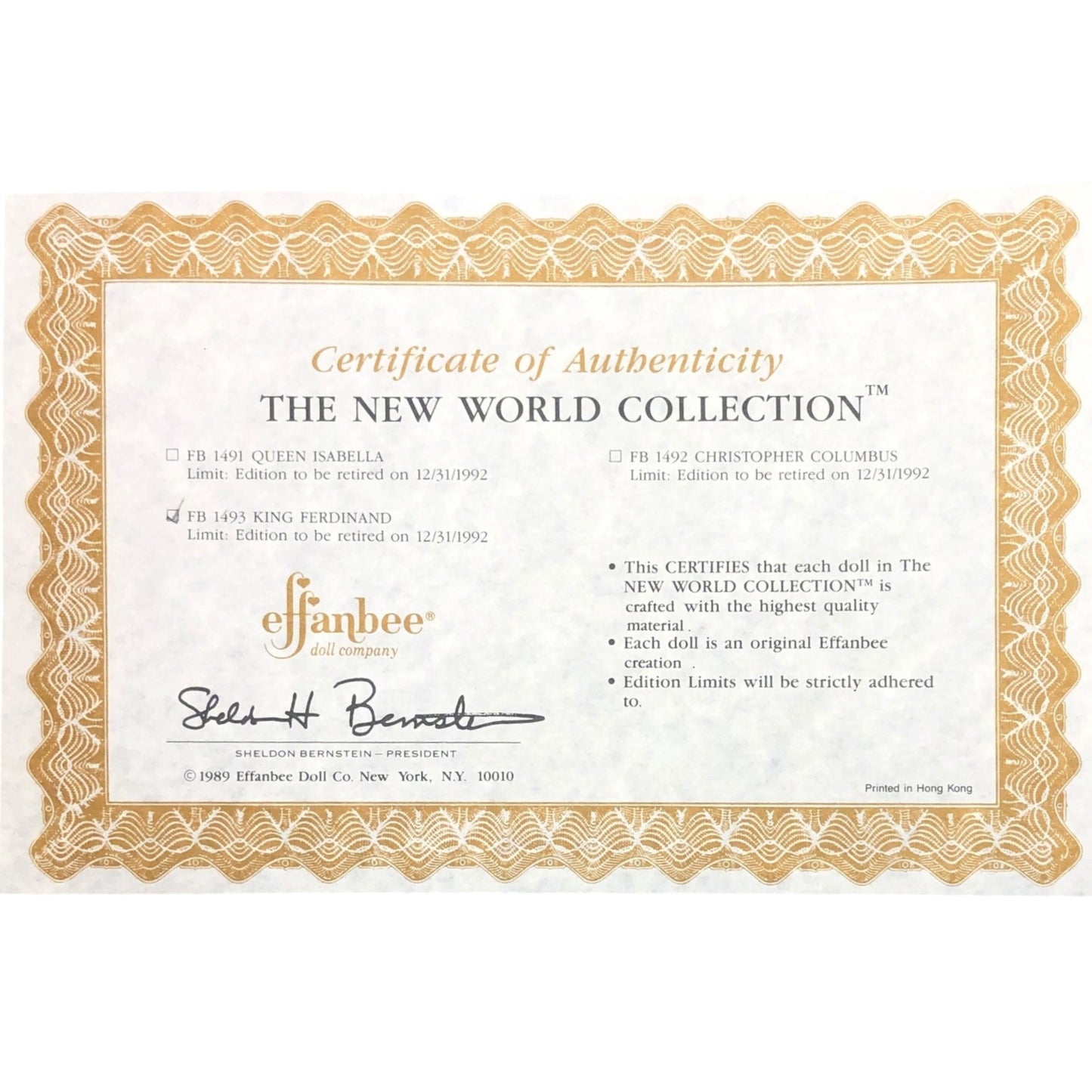 43449 - Effanbee New World Collection King Ferdinand Doll |X-84|