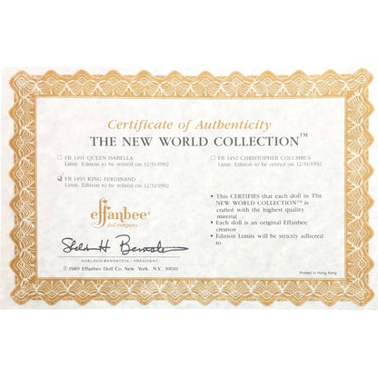 43449 - Effanbee New World Collection King Ferdinand Doll |X-84|