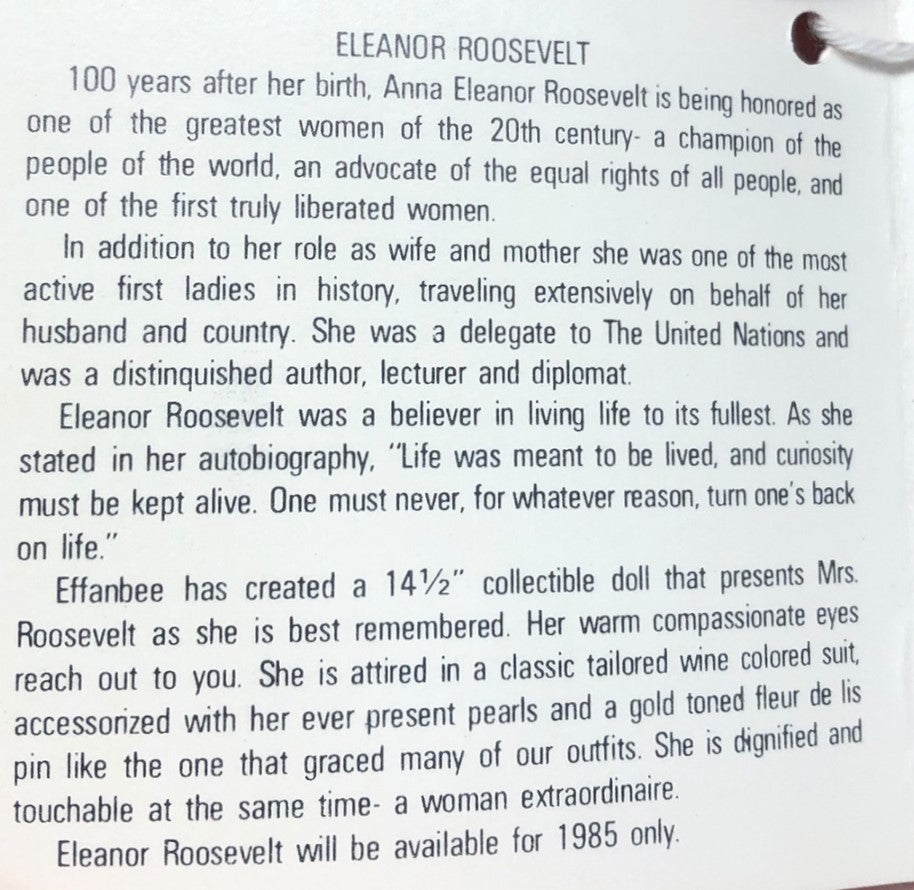 43457- Effanbee President's Collection Eleanor Roosevelt |X-78|