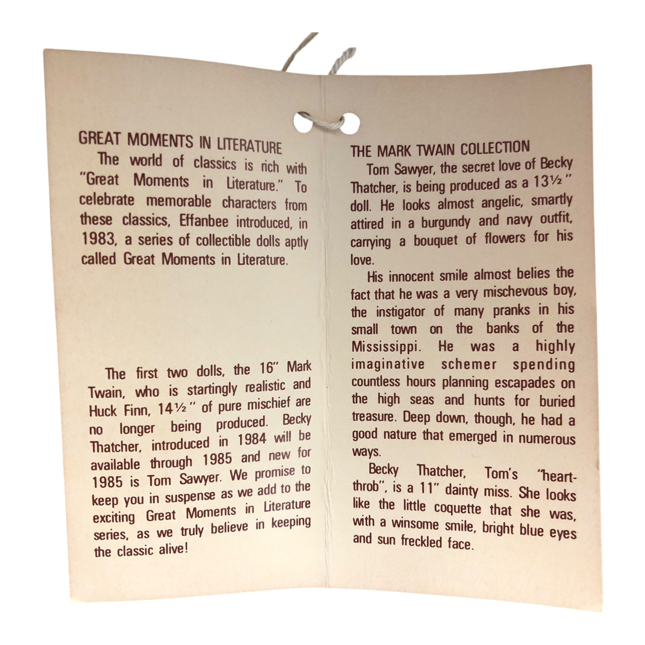 43466 - Tom Sawyer Effanbee Literature Doll |Scrolls|