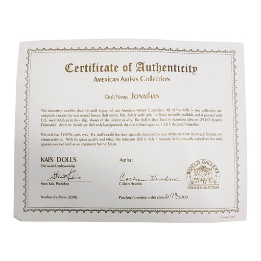43468 - Jonathan Doll By Kais Inc (Porcelain) |X-98|