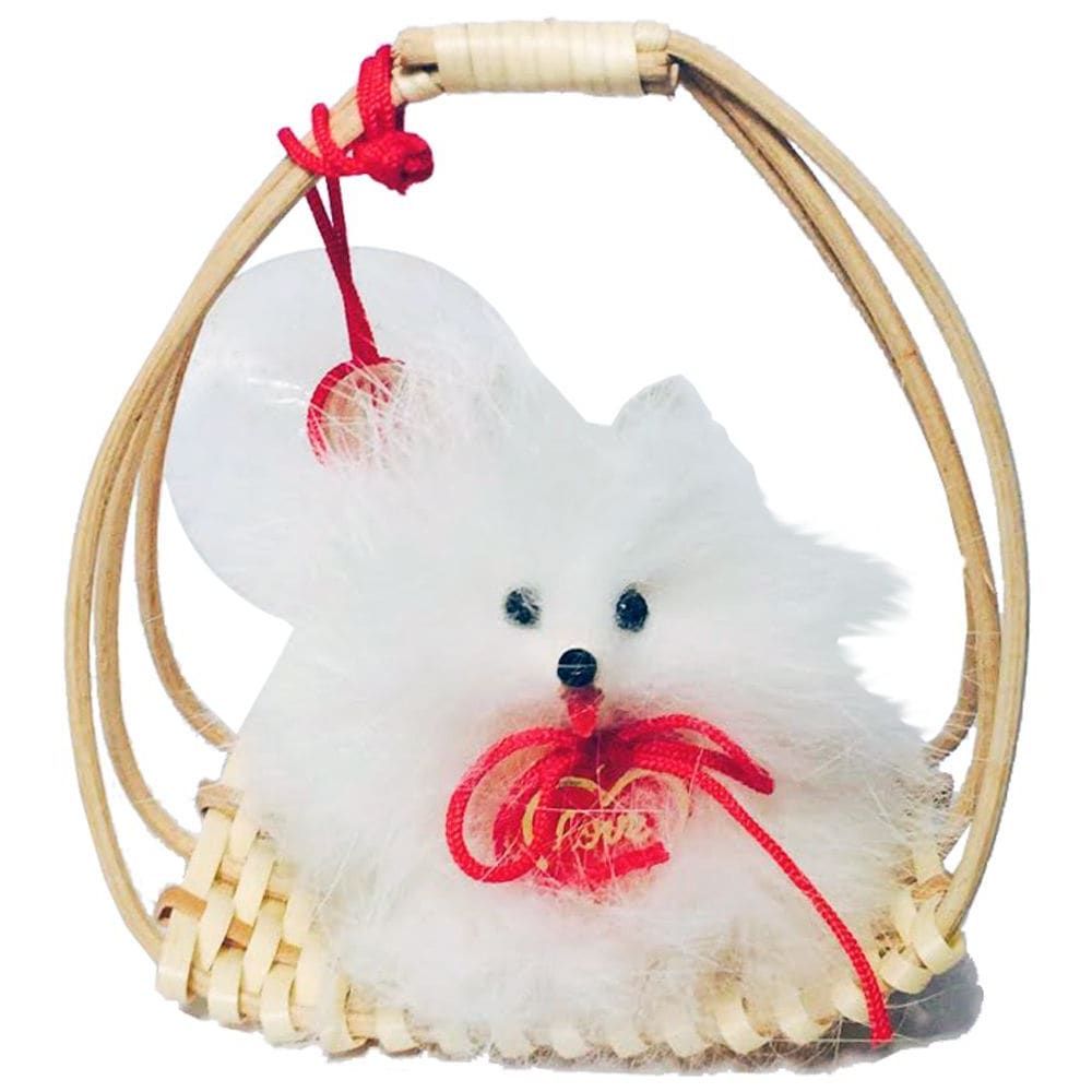434 - 4" Dog in Wicker Basket Heart - |Z-12|