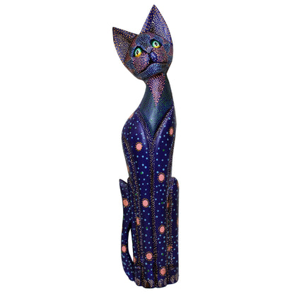 4358 - 24" Purple MOSAIC DOTS OR ALEBRIJE Wood Cat - Spots - |TBD|