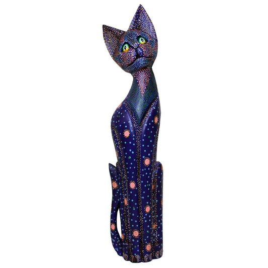 4358 - 24" Purple MOSAIC DOTS OR ALEBRIJE Wood Cat - Spots - |TBD|