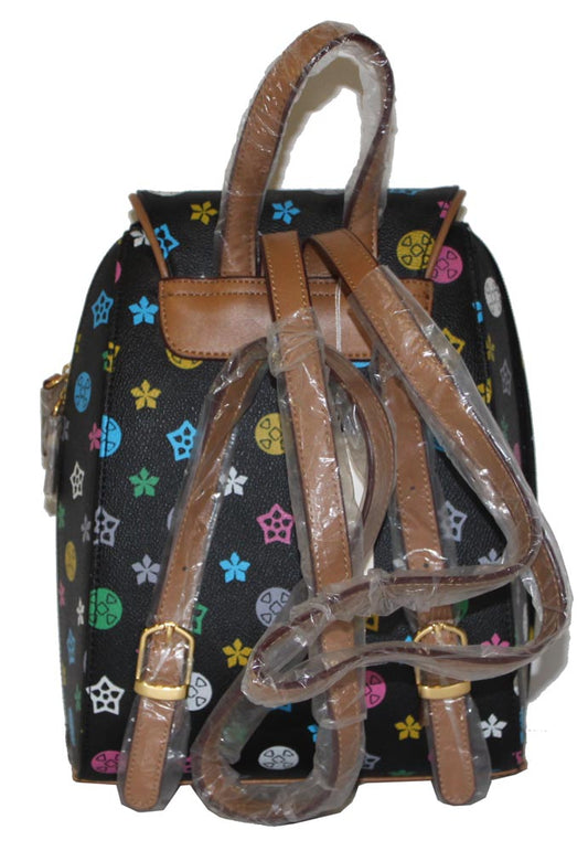 4371 - Black Backpack w/Designs Square - |H-46|