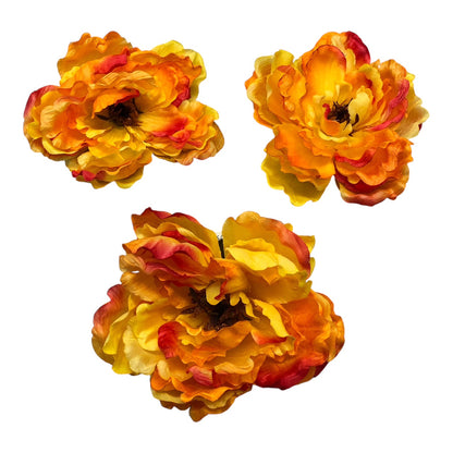 4400 - Orange Yellow Artificial Flower Clip Set of 3
