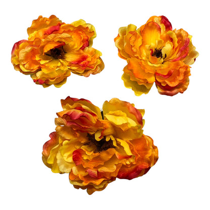 4400 - Orange Yellow Artificial Flower Clip Set of 3