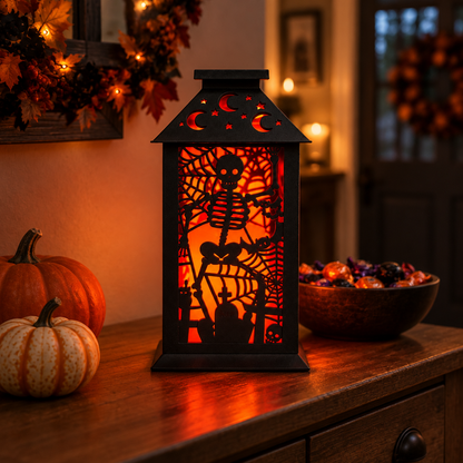 28238 - 12" LED Lantern Halloween With Spooky Designs |F-25|