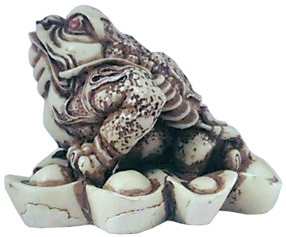 4486 - 3" Faux Ivory Frog - On Ingots - |Z-61|
