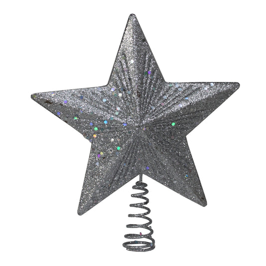 4506 - 8 Inch Silver Star Plain Christmas Tree Topper for Holiday Decor |Pod 2-47|