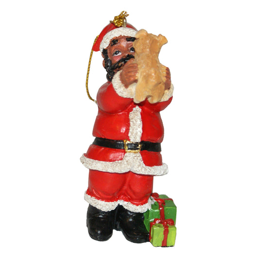 4557 - Five Black Santa Ornaments with Puppy |Pod 2-61|