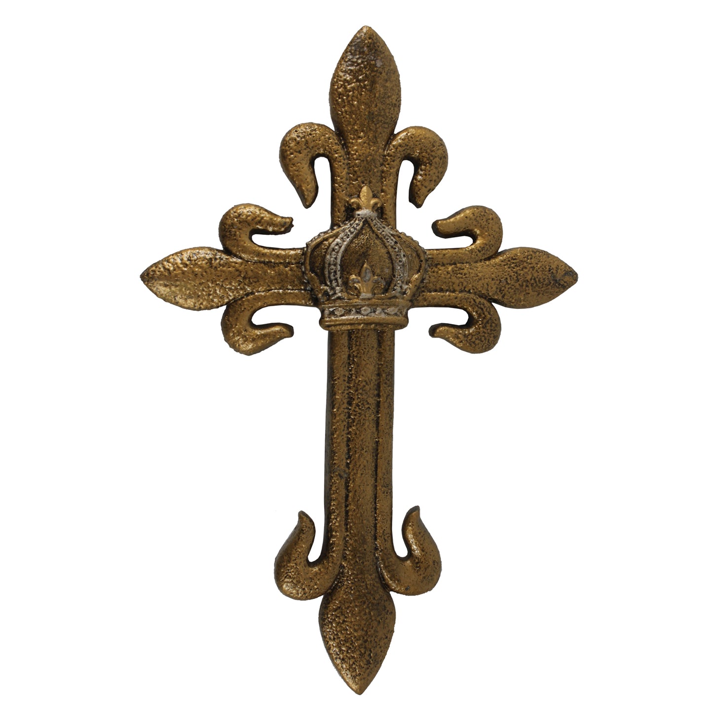 4593 - 14" Gold Fleur De Lis Cross - |H-38|