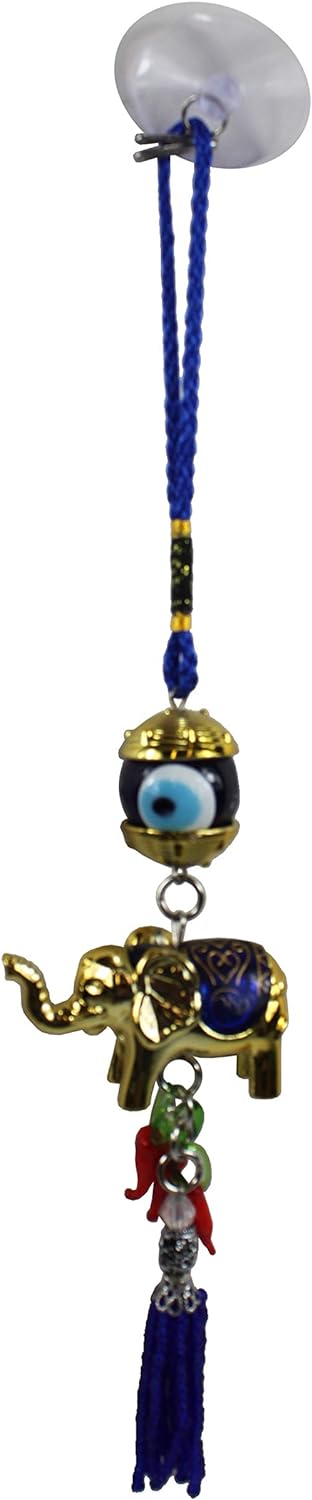 4605 - Blue Gold Elephant Eye Charm - [P-7]