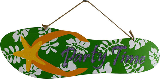4636 - 15" Green Flip Flop Party Time Sign - [Pod 2-59]