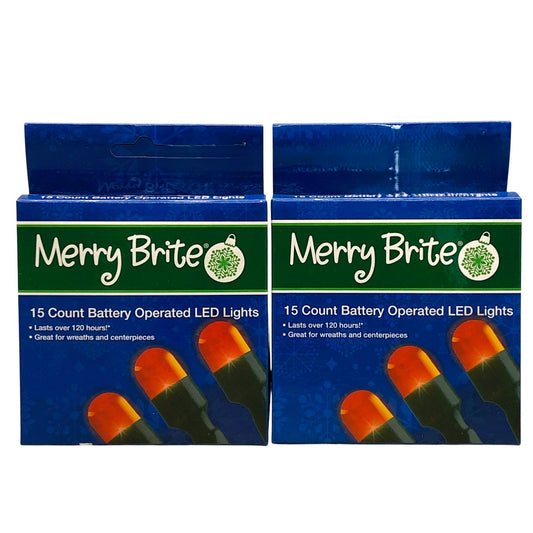 4648 - 15 Count Red Battery Operated Set of Two Holiday Christmas Decoration Lights |G-42|