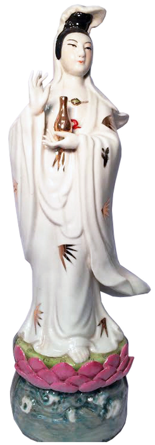 4653 - 16" White Quan Yin - Vase - |X-49|