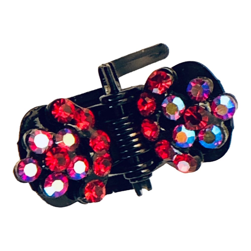 46 - 3/4" Clip w/Red Rhinestones - |Clear-28|