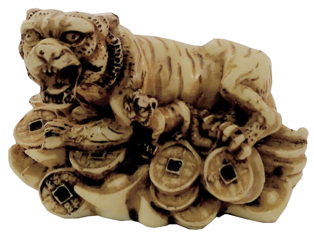 4820 - 3" Faux Ivory Zodiac Tiger on Coins - |Z-29|