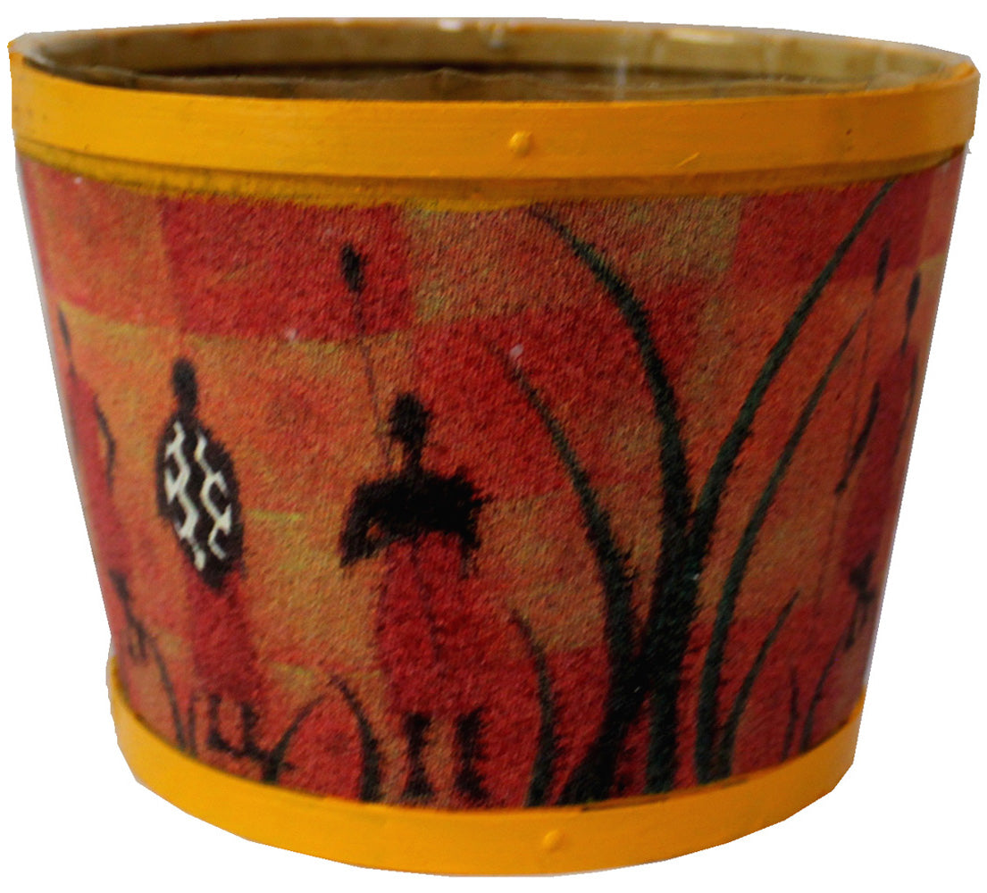 4826 - Plant Pot Cover Red with Yellow Rim 6 1/2" Wide X 5" Deep |14-18|
