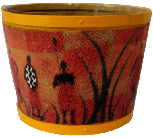 4826 - Plant Pot Cover Red with Yellow Rim 6 1/2" Wide X 5" Deep |14-18|