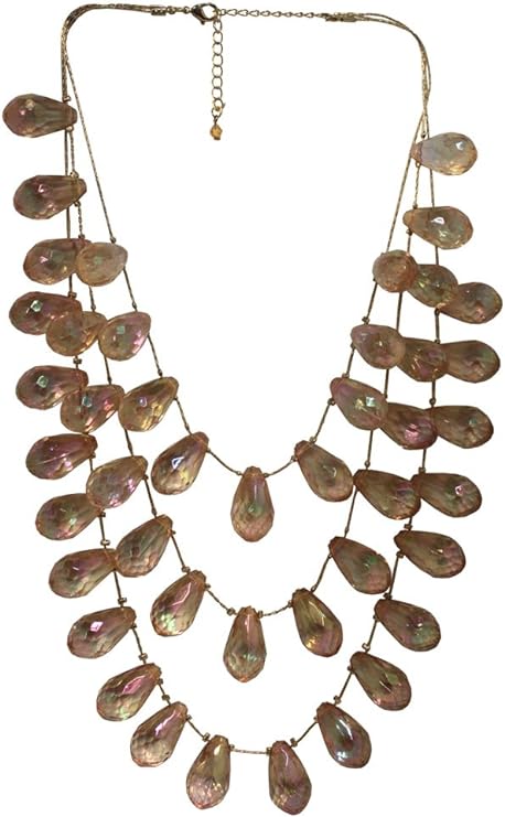 4832 - 3 Strand Amber Crystal 19" Necklace - [Clear-93]