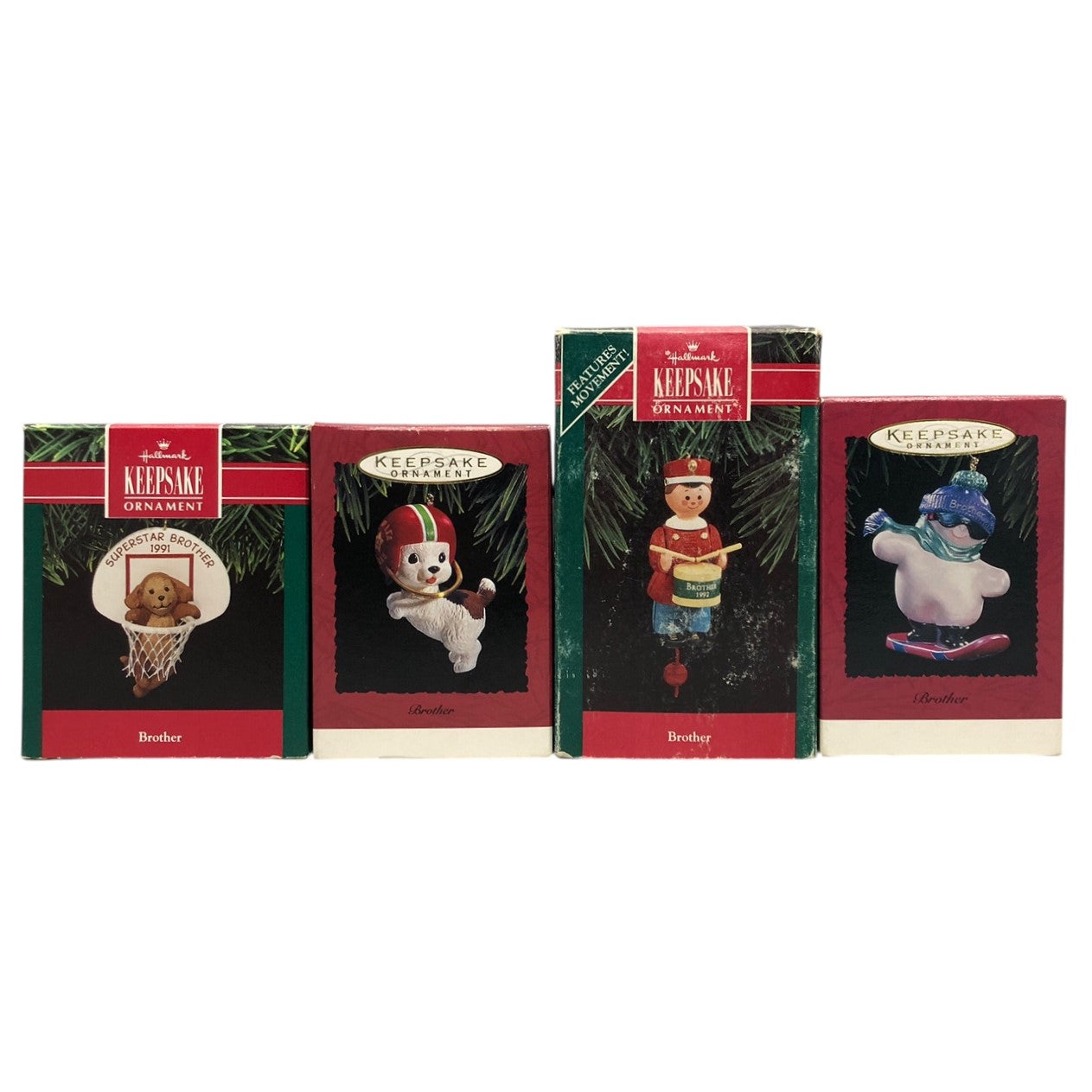 4837 - Set of 4 Hallmark Keepsake Brother Ornaments for Christmas Tree and Holiday Seasonal Decorations | |