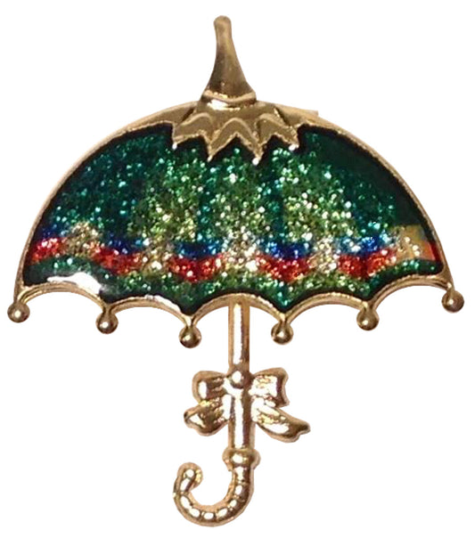 4846 - Lapel Pin 2" Green Umbrella - |Clear-153|