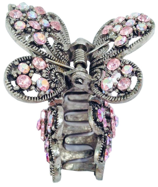 4866 - Pink Crystal Butterfly Clip - [Clear-130]