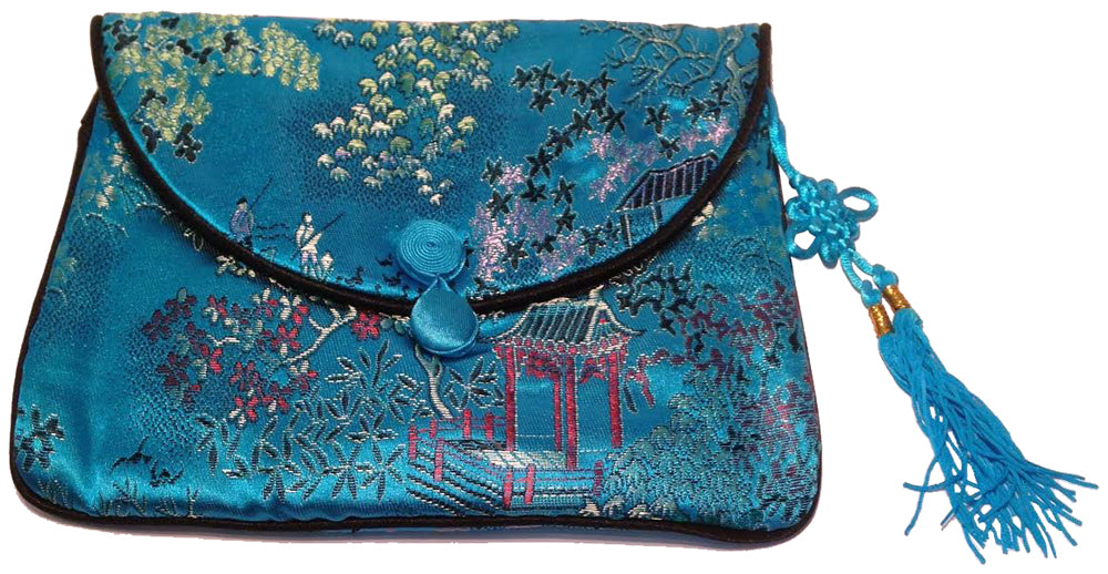 4868 - Aqua 7" x 6" Satin Tassel Purse |16-22|
