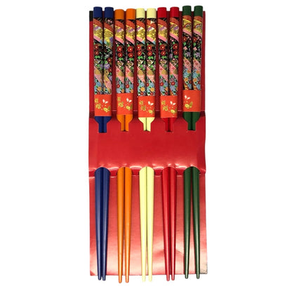 488 - Stylish 5 Pair Colorful Patchwork Chopsticks |16-24| |22-11|